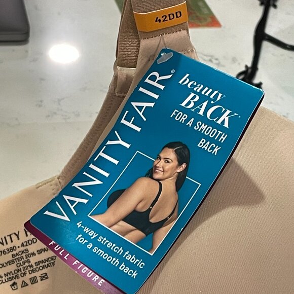 NWT, VANITY FAIR Beauty Back Full Figure No Poke Underwire Bra, Neutral - 42E - Picture 6 of 8